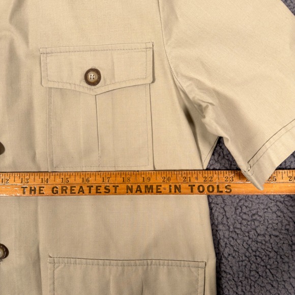 Vintage Woolrich Safari Field Jacket Shirt Mens Large Tan Utility Bush Hunting - Picture 7 of 8